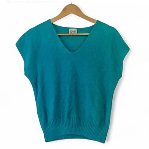 VINTAGE 80s Barry & Me teal sweater vest, EUC